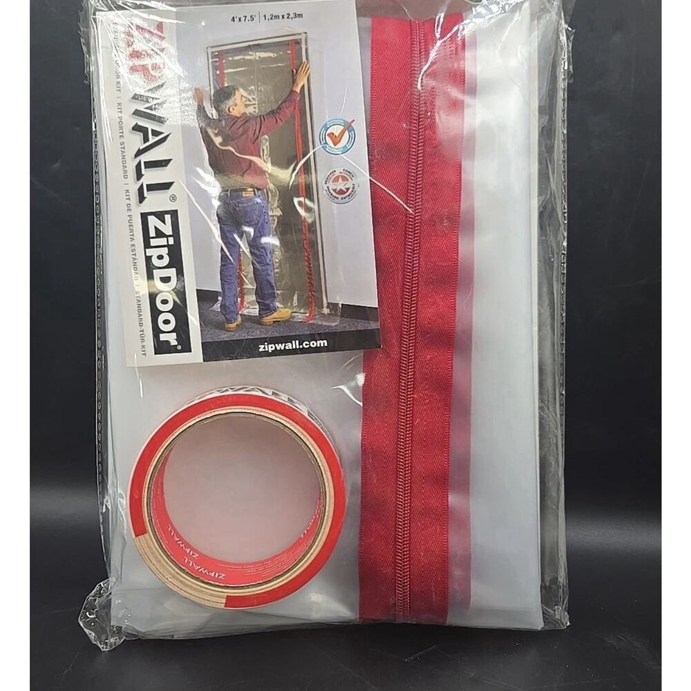 ZipWall ZipDoor Standard Dust Barrier Door Kit 4x7.5 ft with 1x24 ft Tape